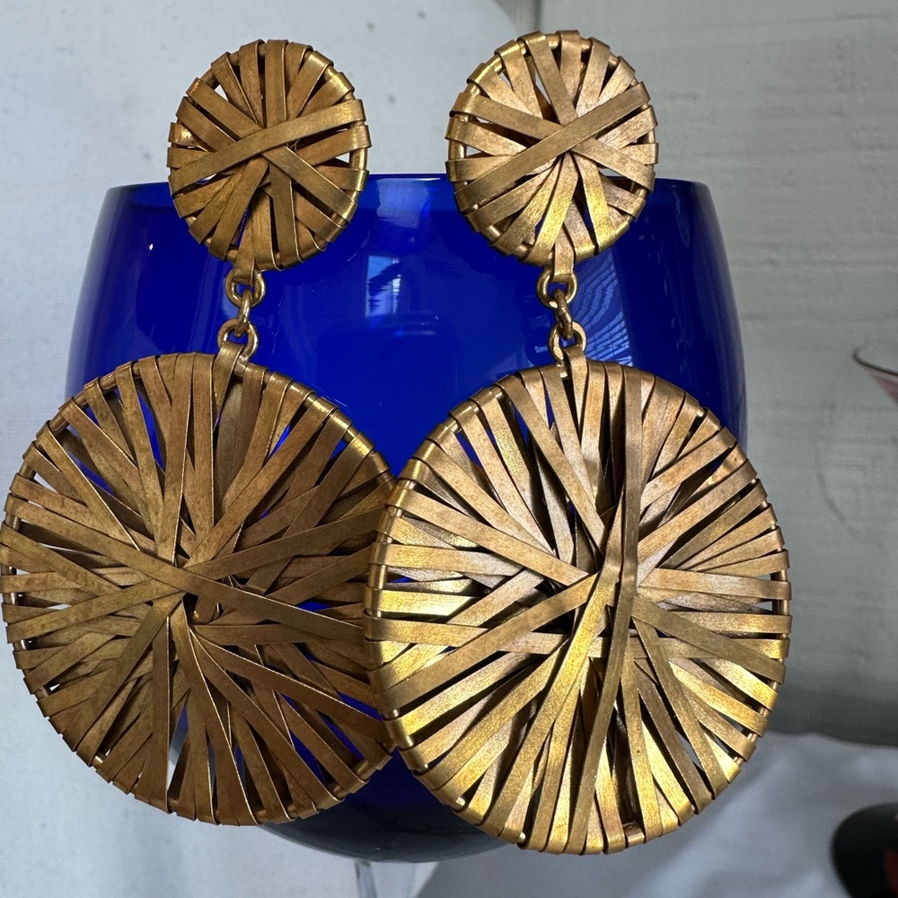 Unique metal wrapped round earrings